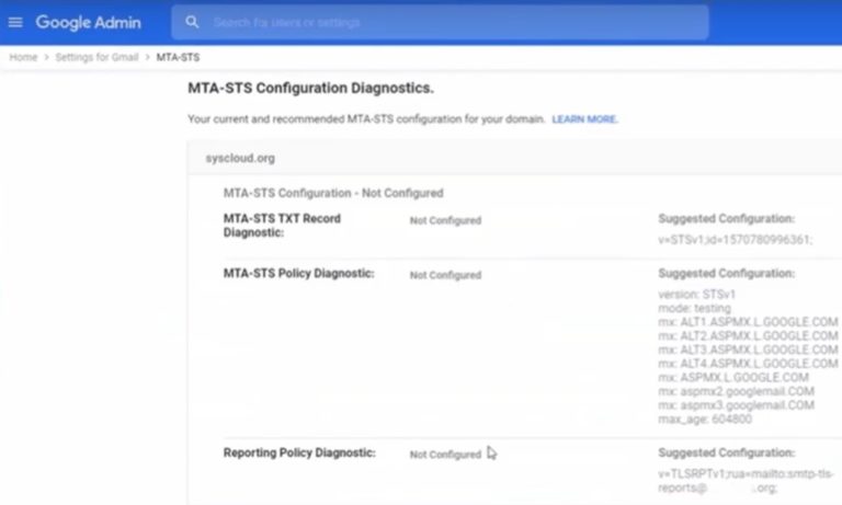 MTA-STS configuration diagnostics