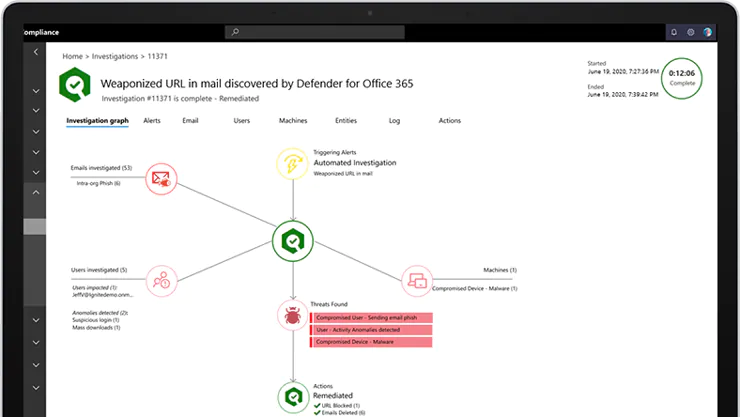 Defender for Office 365, featuring advanced detection and response abilities